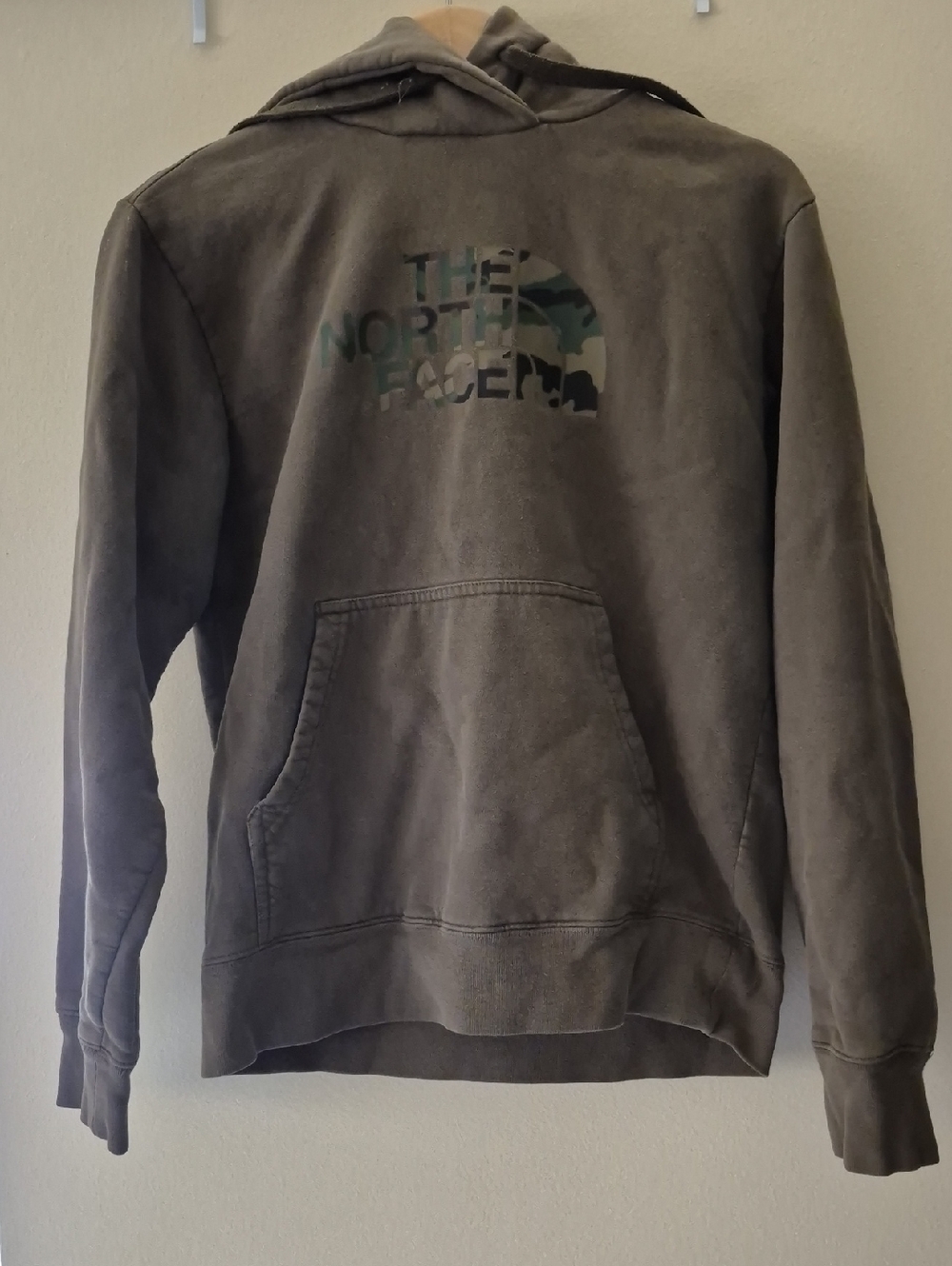 The North Face Olive Green Camo Logo Pullover Hoodie